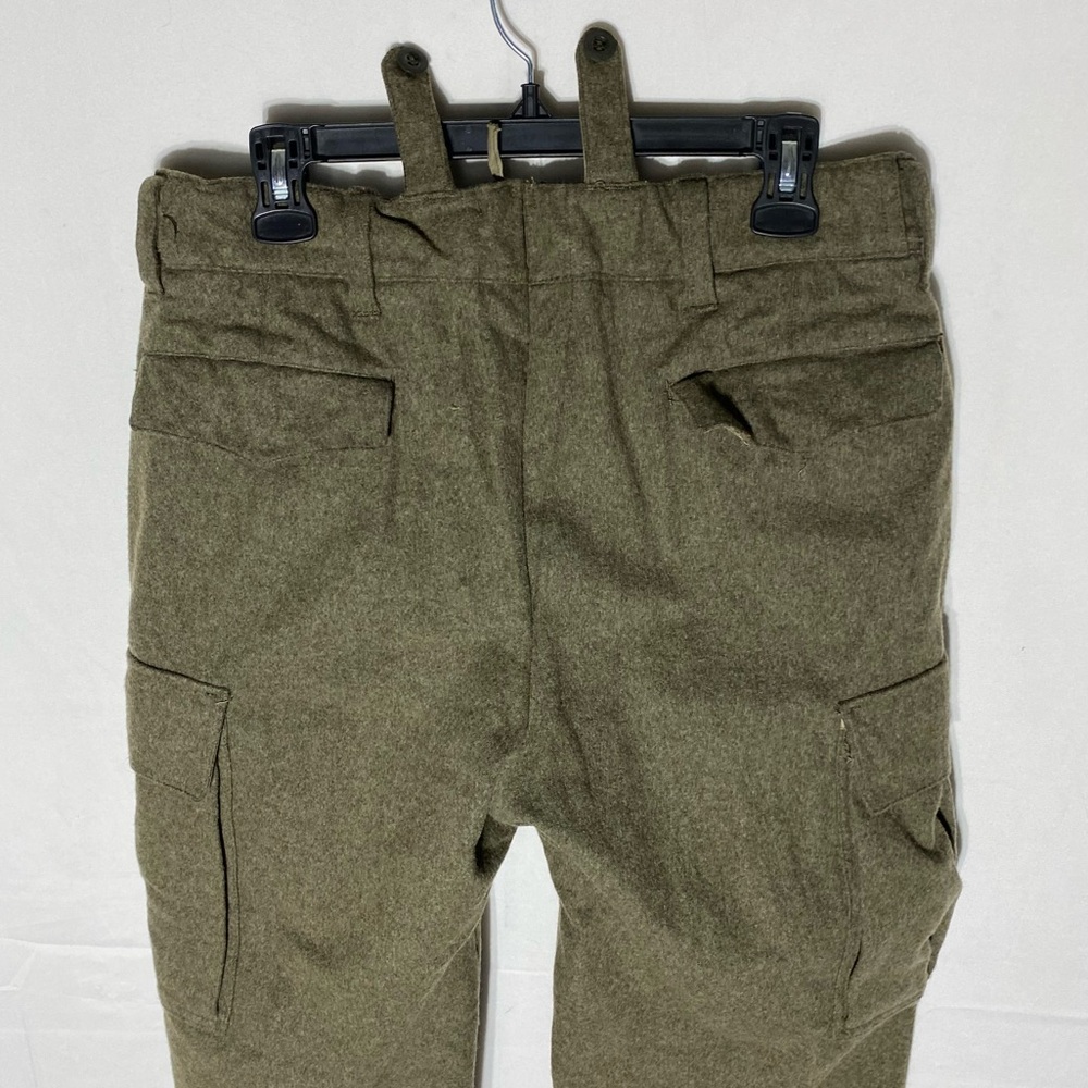 Vintage German Military Army Green Cargo Style Thick Wool Pants 32X27 Militaria - Picture 11 of 14